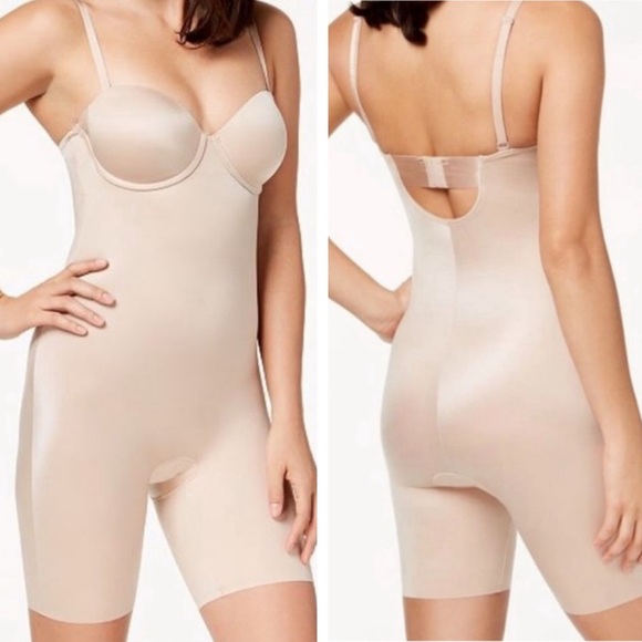 SPANX Suit Your Fancy NEW Mid-thigh Bodysuit Nude Champagne...